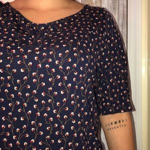 Old Navy Navy Blue Floral Blouse